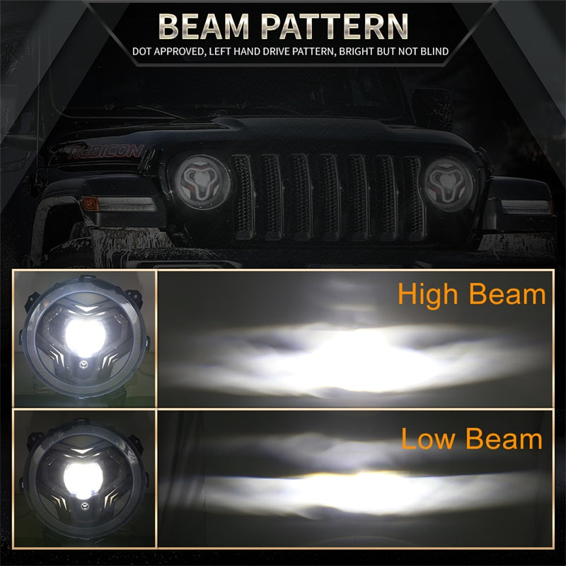 JL LED Headlights, 9 inch Headlights with Integrated DRL Turn Signal Light for Jeep JL 2018-2023 Jeep Gladiator JT 2019-2023, New Version Adjustable Screw