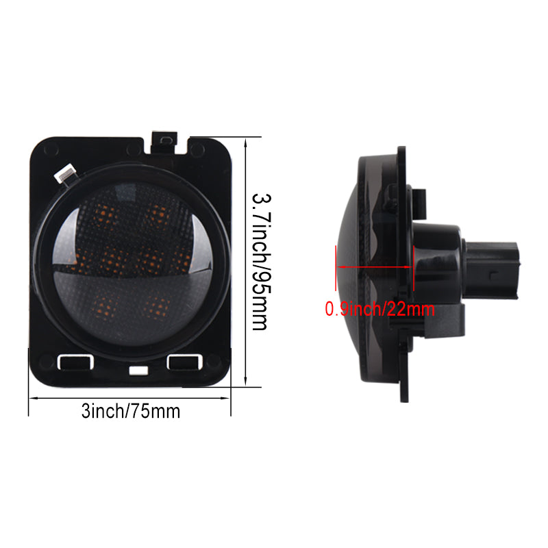 Smoke Lens LED Side Marker Front Fender Amber Turn Signal Parking Lights for Jeep Wrangler 2007-2017