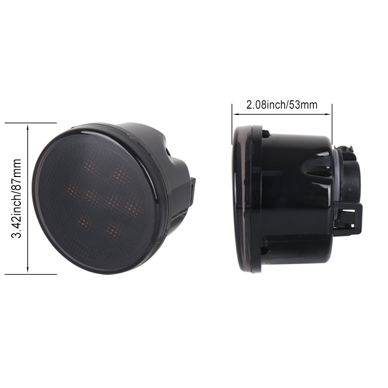 JK Turn Signal Lights Smoke Lens Amber LED Front Grill Indicator Parking Lights for Jeep Wrangler JK JKU 2007-2017
