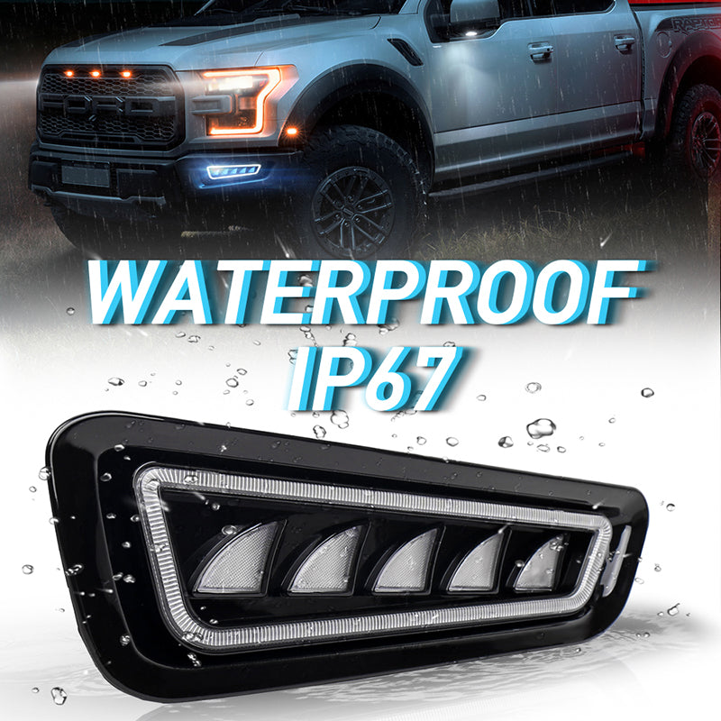 Ford Raptor Fog Lights with Ice Blue LED Amber Sequential Turn Signal Waterproof Raptor Bumper Lights Compatible with Gen 2 Ford Raptor 2017 2018 2019 2020
