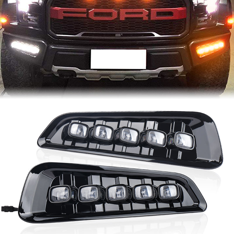 Ford Raptor Fog Lights with Switchback LED Turn Signals Daytime Running Light Compatible for Ford Raptor 2017 2018 2019 2020 Gen 2