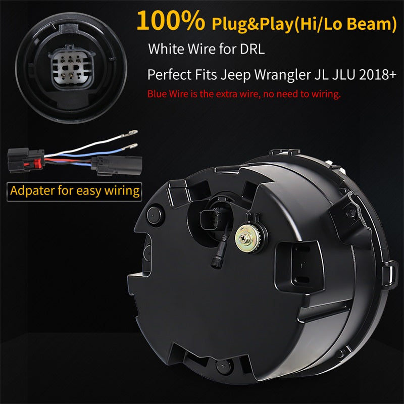 JL Headlights, 9 inch RGB Headlights with Multi-Function Halo White DRL for Jeep Wrangler JL Sahara Rubicon 2018-2023 Gladiator JT