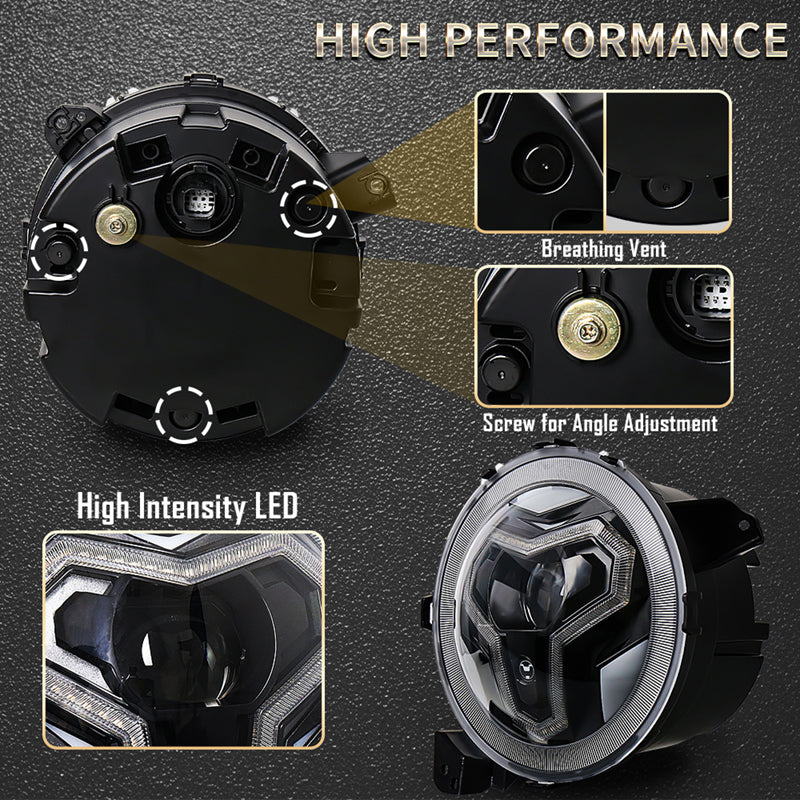 JL LED Headlights, 9 inch Headlights with Integrated DRL Turn Signal Light for Jeep JL 2018-2023 Jeep Gladiator JT 2019-2023, New Version Adjustable Screw