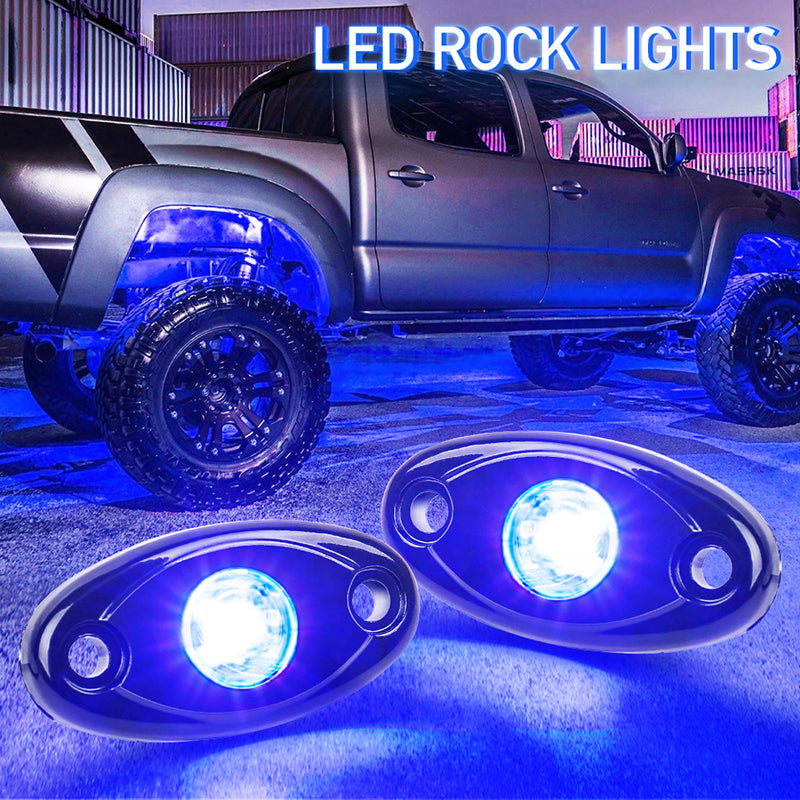 Blue LED Rock Lights, Off Road Rock Light Kit Waterproof IP68 Underglow Lights Compatible with Truck Pickups Cars ATV UTV SUV Motorcycle Boat