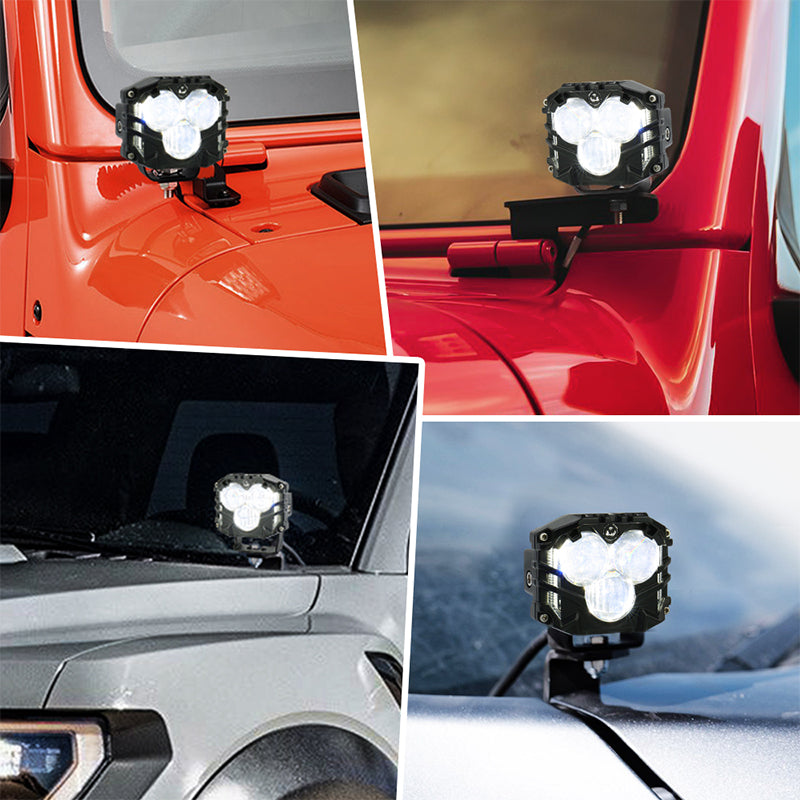 3 Inch LED Pod Lights, 40W Waterproof Off Road Light Pods with Projector Spot Beam Ditch Light LED Cube Lights for Trucks ATV SUV UTV 4x4 Boat, black