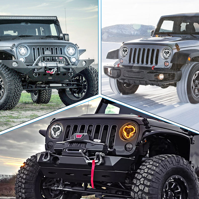 7 Inch LED Headlights, 1000% Bright Anti-glare H6024 Headlight Assemblies with DRL Turn Signal Hi/Lo Beam Compatible with Jeep Wrangler JK JKU TJ LJ CJ Mazda Miata Chevy Ford Hummer H1 H2