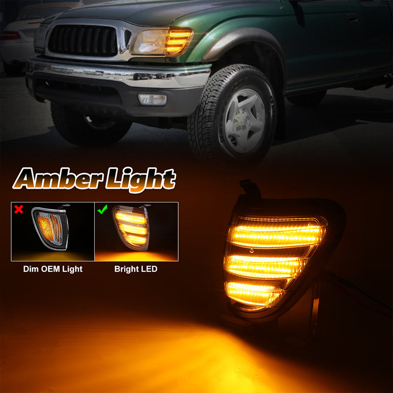 LED Corner Lights, Smoke Lens Waterproof Side Marker Light Assembly Compatible with 2001 2002 2003 2004 Toyota Tacoma Pickup Replacement for 8161004090B0 8162004090B0