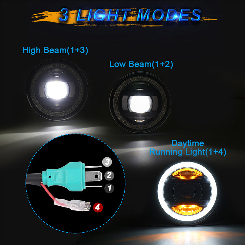 5 3/4 LED Headlight, DOT Approved 5.75 inch Motorcycle Headlight with White&Yellow DRL Crystal Halo Compatible with Harley Davidson Sportster Dyna Street Bob 883 Low Rider Night Rod