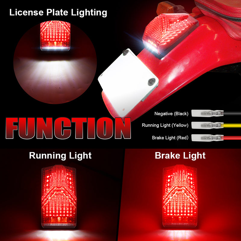 LED Tail Light 500% Bright Rear Brake Light with White License Plate Lighting Compatible with Dirt Bike Enduro Cafe Custom Honda XR650L XR600R