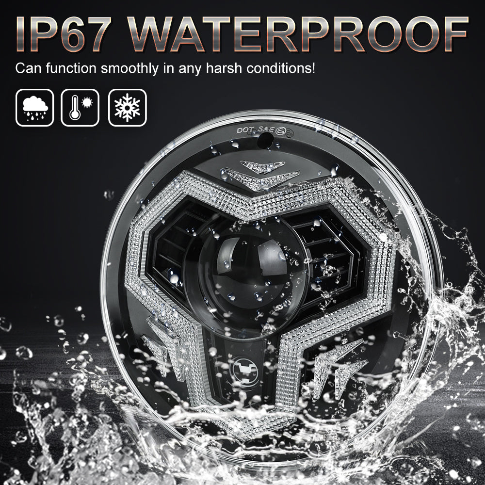 7 Inch RGB Headlights, 1000% Bright Multi-Color Halo Headlight Kit with Turn Signal High/Low Beam Compatible with Jeep Wrangler JK TJ LJ CJ Mazda Miata Chevy Hummer