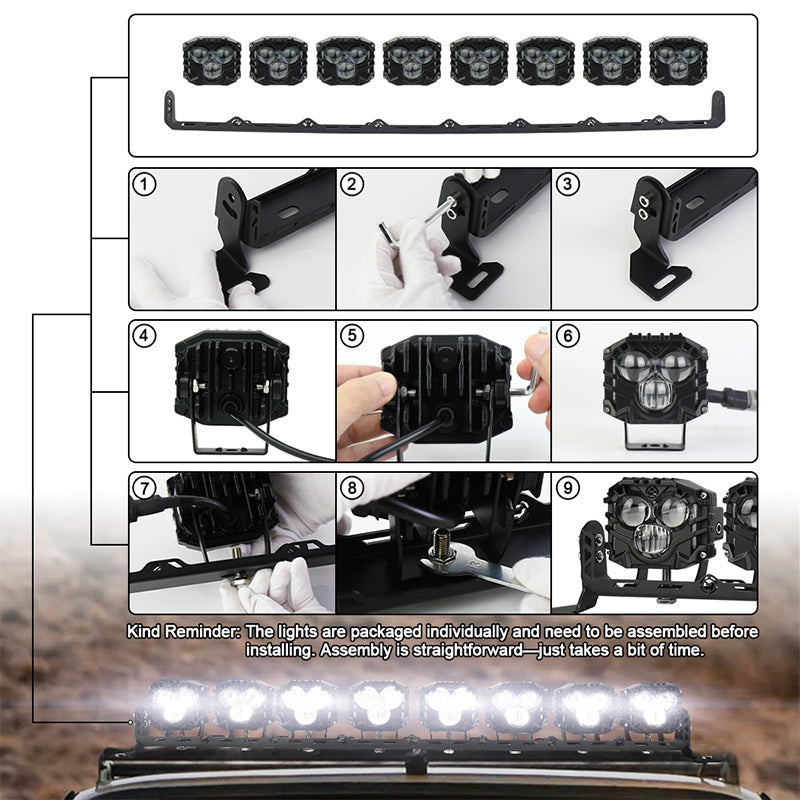 32 Inch LED Light Bar,Dual Color-Amber White 240W High Intensity Projector Spot Beam Off Road Light with On/Off Wiring Harness Kit for Tractor,ATV,UTV,Boat,Trucks Roof Bumper