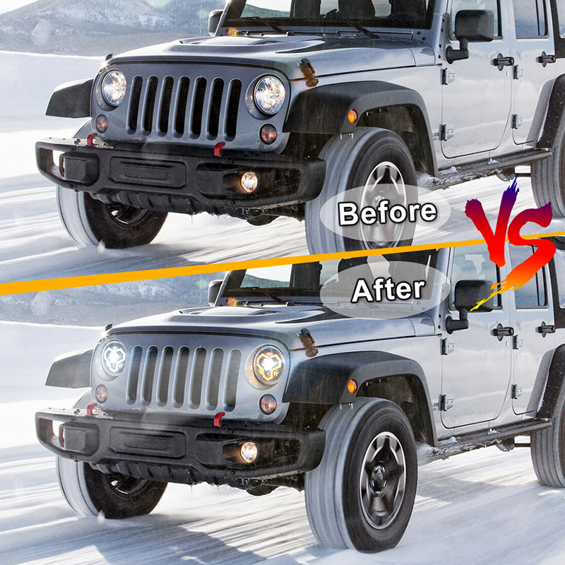 7 Inch LED Headlights, 1000% Bright Anti-glare H6024 Headlight Assemblies with DRL Turn Signal Hi/Lo Beam Compatible with Jeep Wrangler JK JKU TJ LJ CJ Mazda Miata Chevy Ford Hummer H1 H2