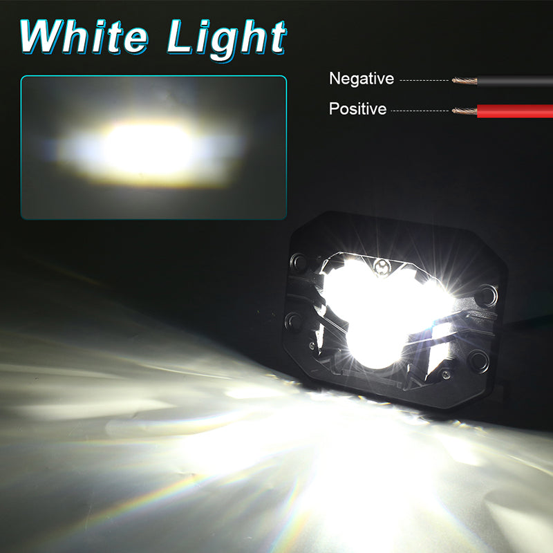 Flush Mount LED Pods, 5 inch 40W Off Road Driving LED Pod Lights Waterproof with Projector White Spot Beam Reverse Lights for Trucks ATV SUV UTV 4x4