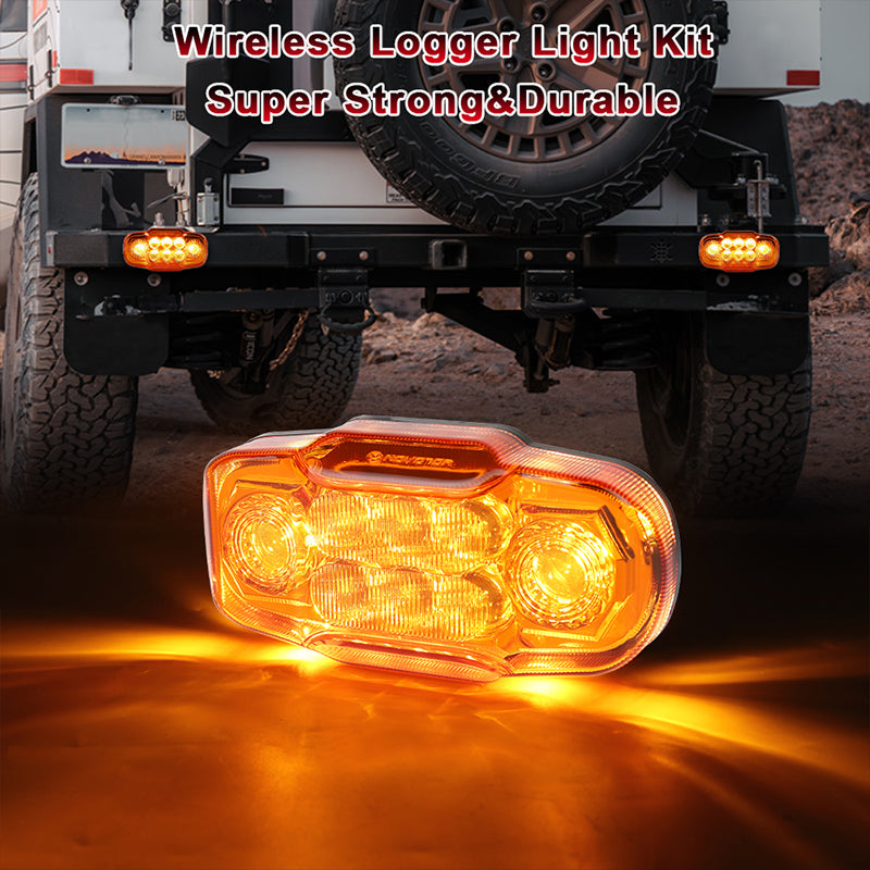 Wireless Logger Light Kit, Magnetic Amber LED Warning Beacon Light 3 Flashing Modes Trailer Light kit for Logging Truck, Boat Trailer, Camper, RV, 1PCS