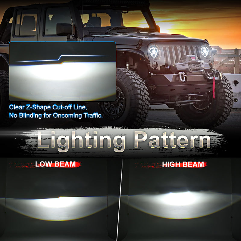 7 Inch LED Headlights, 1000% Bright Anti-glare H6024 Headlight Assemblies with DRL Turn Signal Hi/Lo Beam Compatible with Jeep Wrangler JK JKU TJ LJ CJ Mazda Miata Chevy Ford Hummer H1 H2