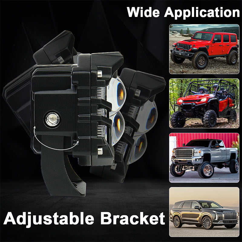 3 Inch LED Pod Lights, 40W Waterproof Off Road Light Pods with Projector Spot Beam Ditch Light LED Cube Lights for Trucks ATV SUV UTV 4x4 Boat, black
