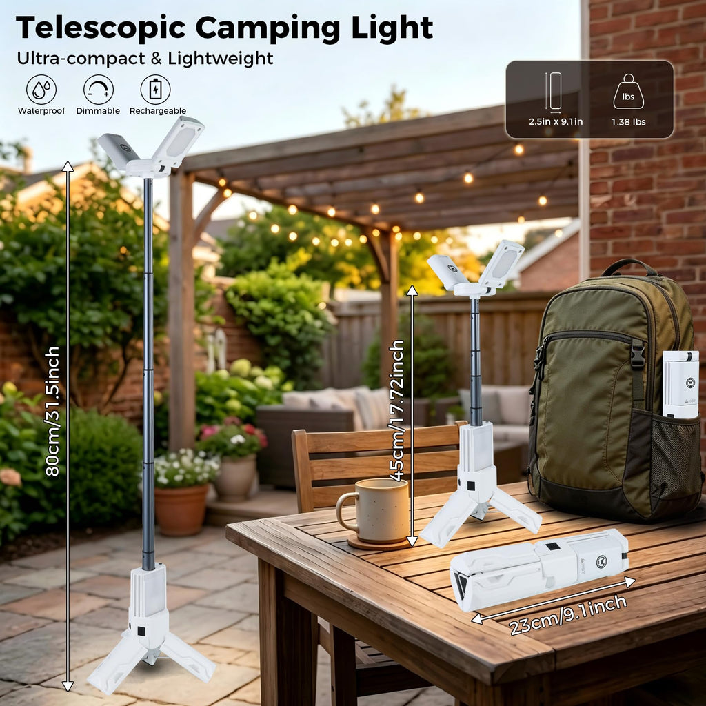 Telescopic Camping Lantern, Rechargeable LED Camp Light with Stand