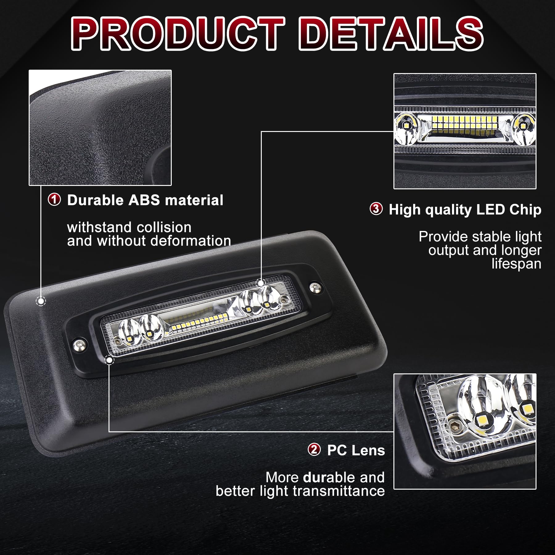 Bumper Guards Pad with LED Lights 300% Brighter Replacement Inserts End Caps for 2018-2020 Ford F150