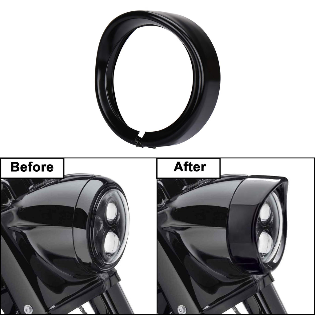 Headlight Trim Ring 7 inch Headlight Black Visor Ring for Davidson Road King Street Glide
