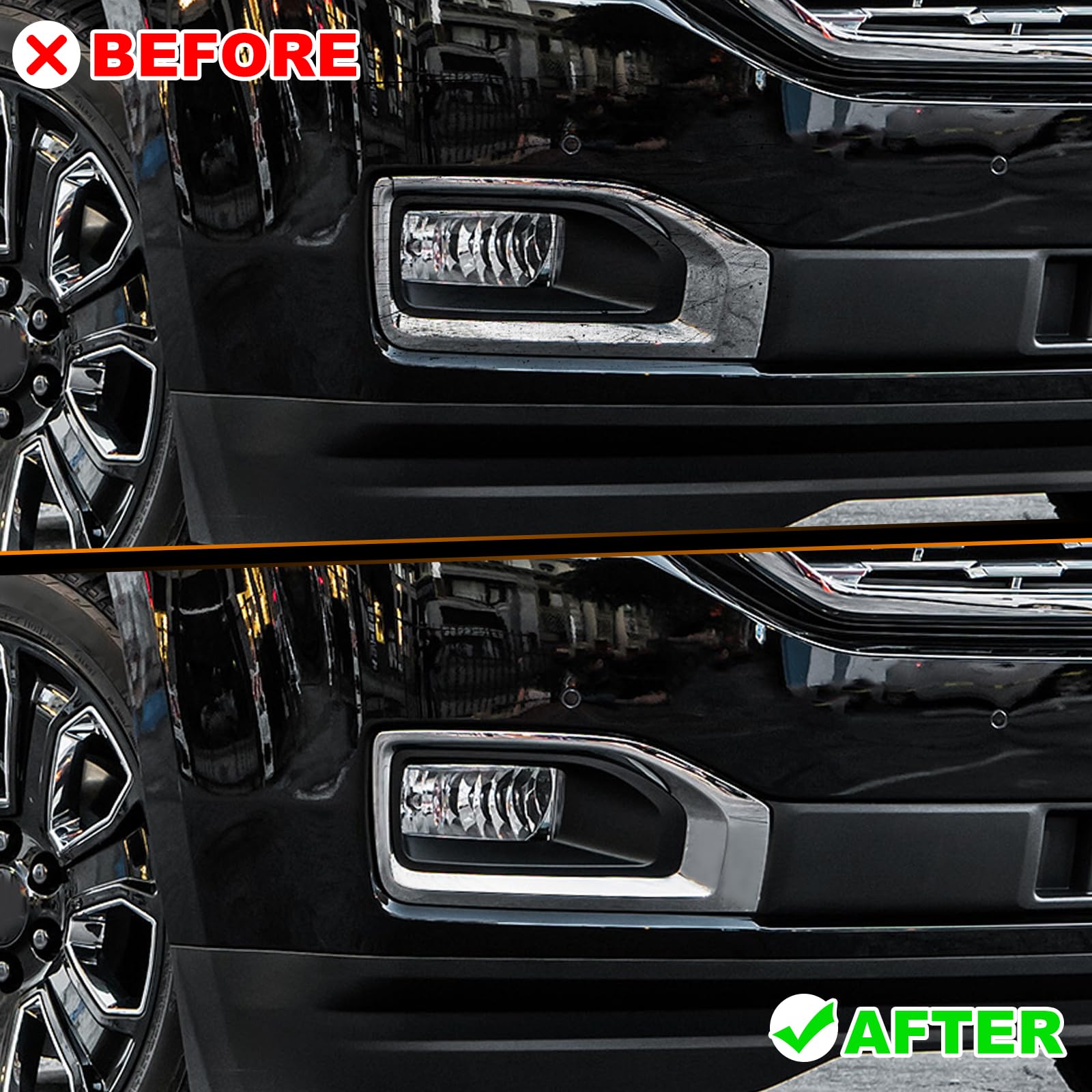 Fog Light Bezels Compatible with GMC Yukon & Yukon XL 2015-2020 Driver & Passenger Side Chrome Front Fog Lamp Trim Covers