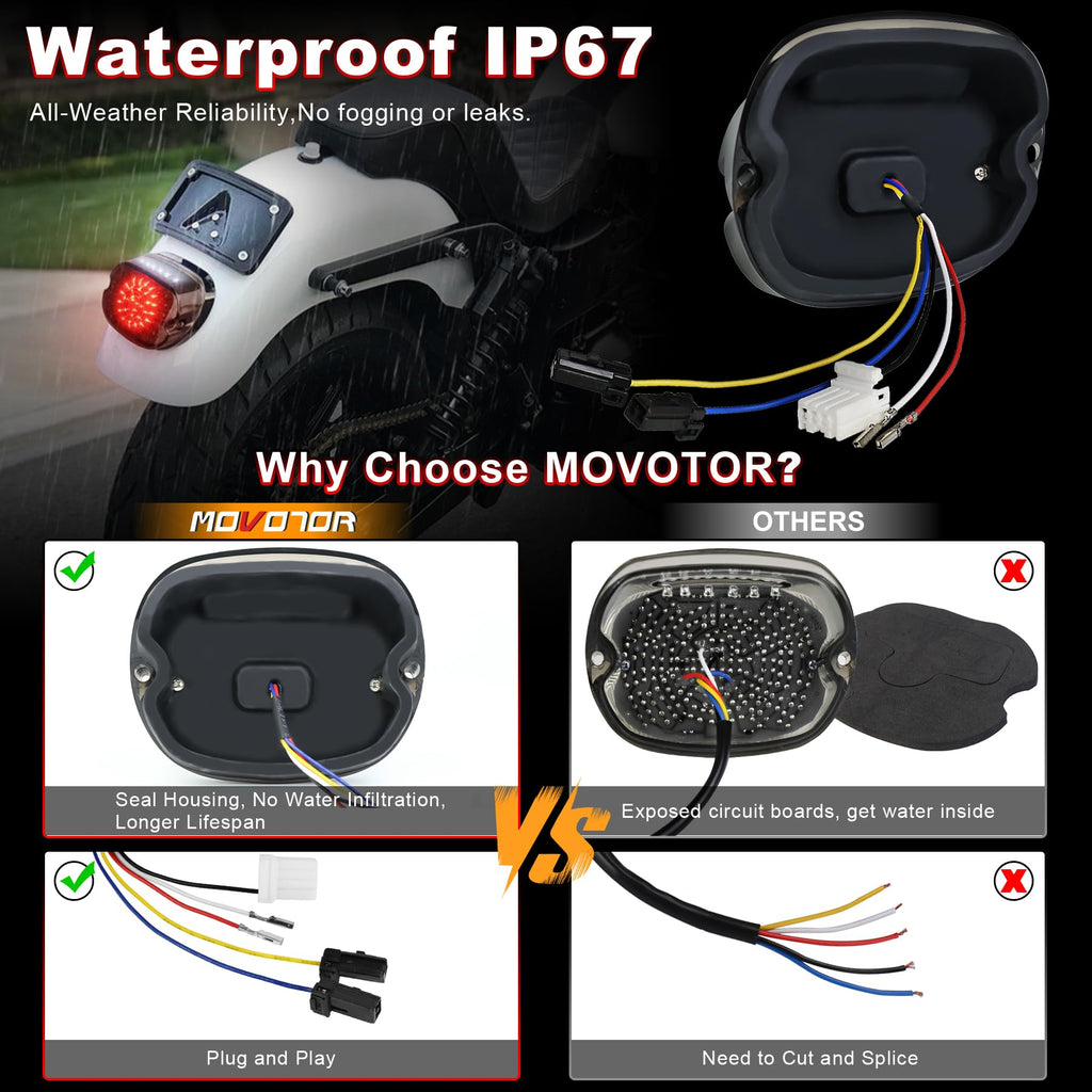 MOVOTOR LED Tail Light with Turn Signal Compatible with Harley Davidson