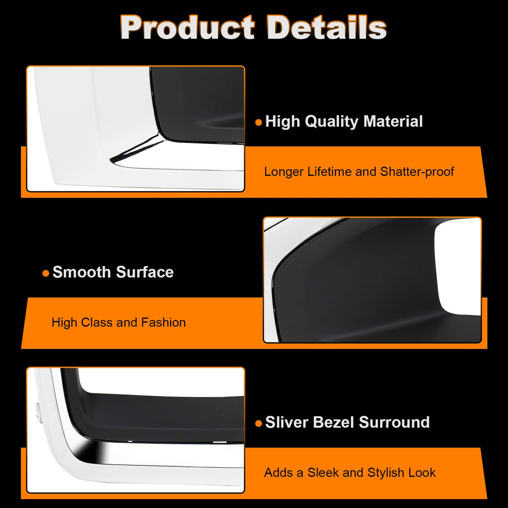 Fog Light Bezels Compatible with GMC Yukon & Yukon XL 2015-2020 Driver & Passenger Side Chrome Front Fog Lamp Trim Covers