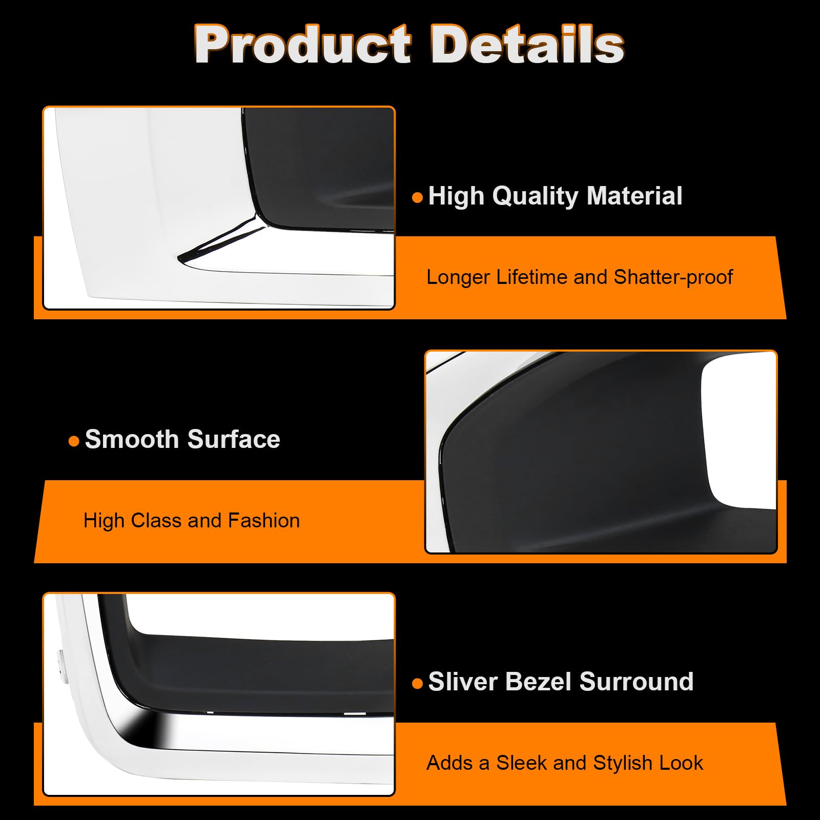 Fog Light Bezels Compatible with GMC Yukon & Yukon XL 2015-2020 Driver & Passenger Side Chrome Front Fog Lamp Trim Covers