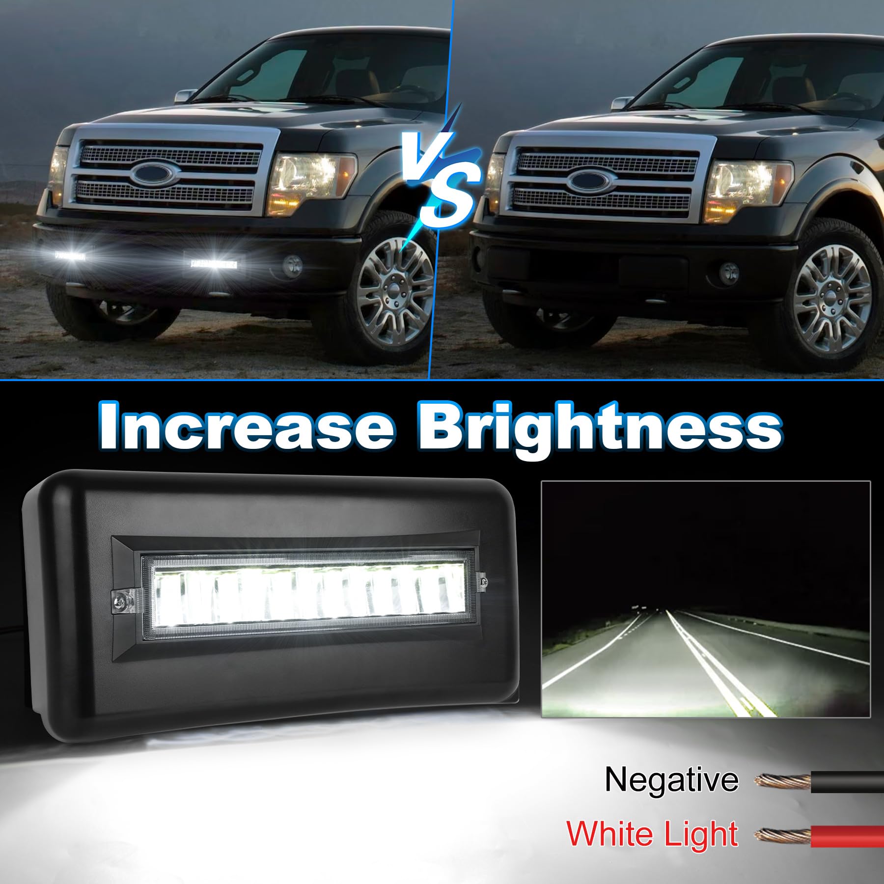 MOVOTOR Bumper Guard Pads with LED Lights for 2009-2014 Ford F150 LH RH