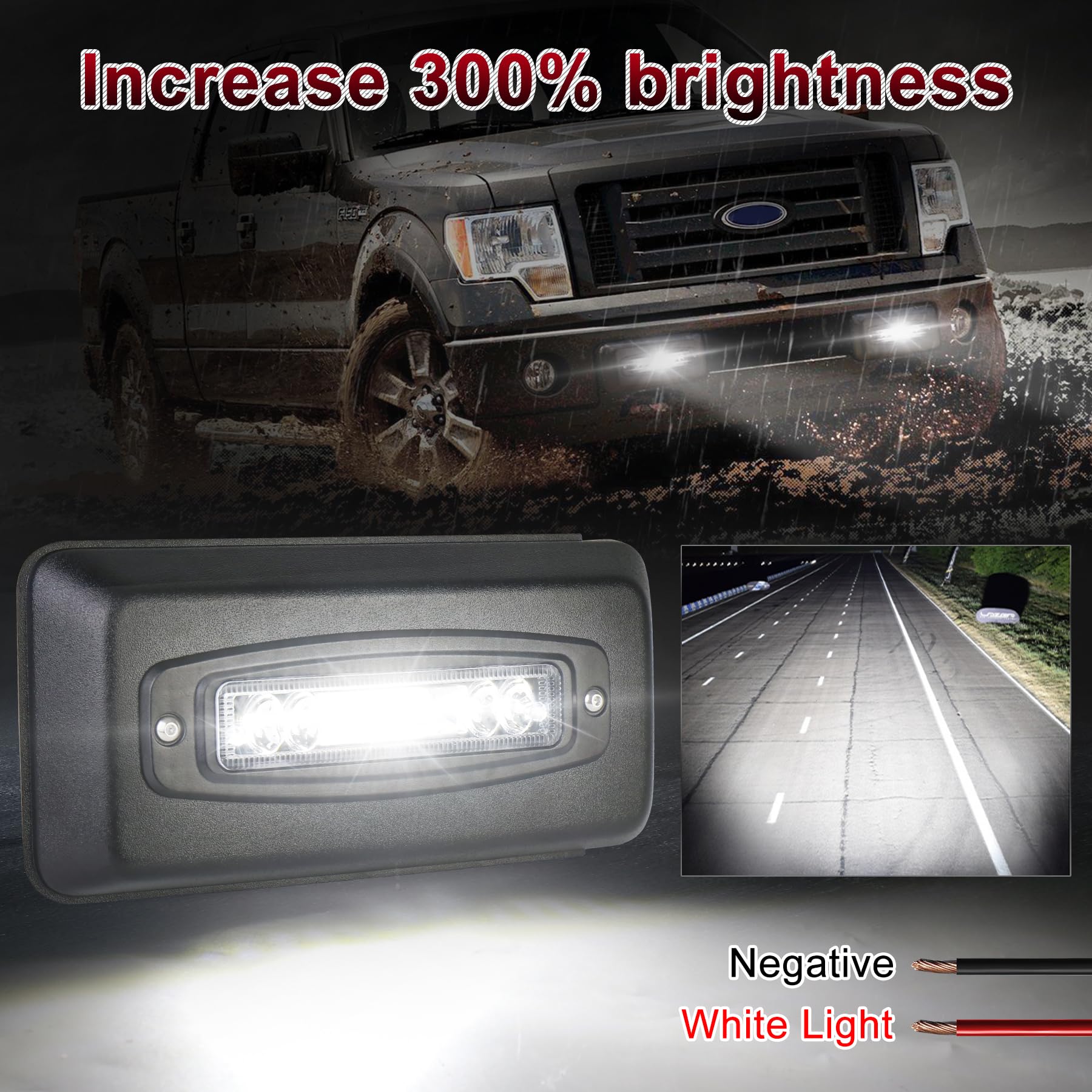 Bumper Guards Pad with LED Lights 300% Brighter Replacement Inserts End Caps for 2018-2020 Ford F150