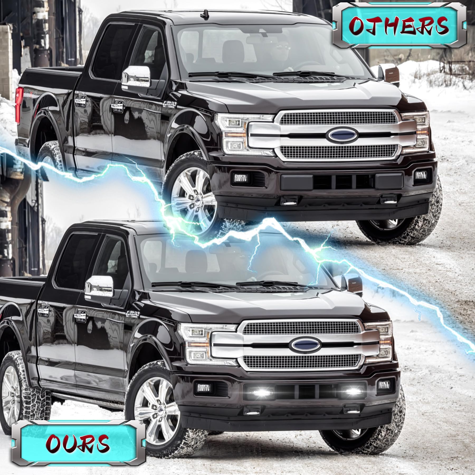 Bumper Guards Pad with LED Lights 300% Brighter Replacement Inserts End Caps for 2018-2020 Ford F150