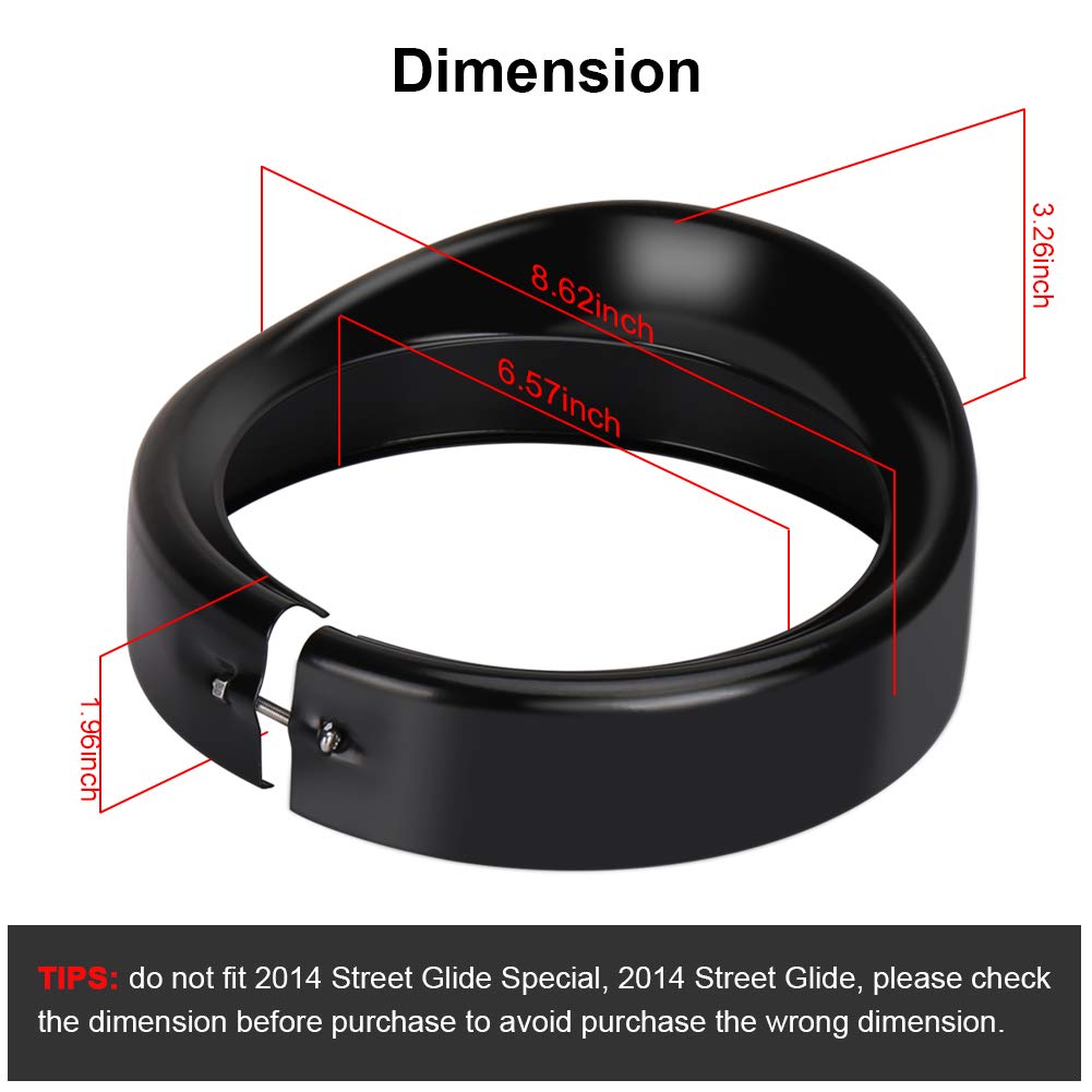 Headlight Trim Ring 7 inch Headlight Black Visor Ring for Davidson Road King Street Glide