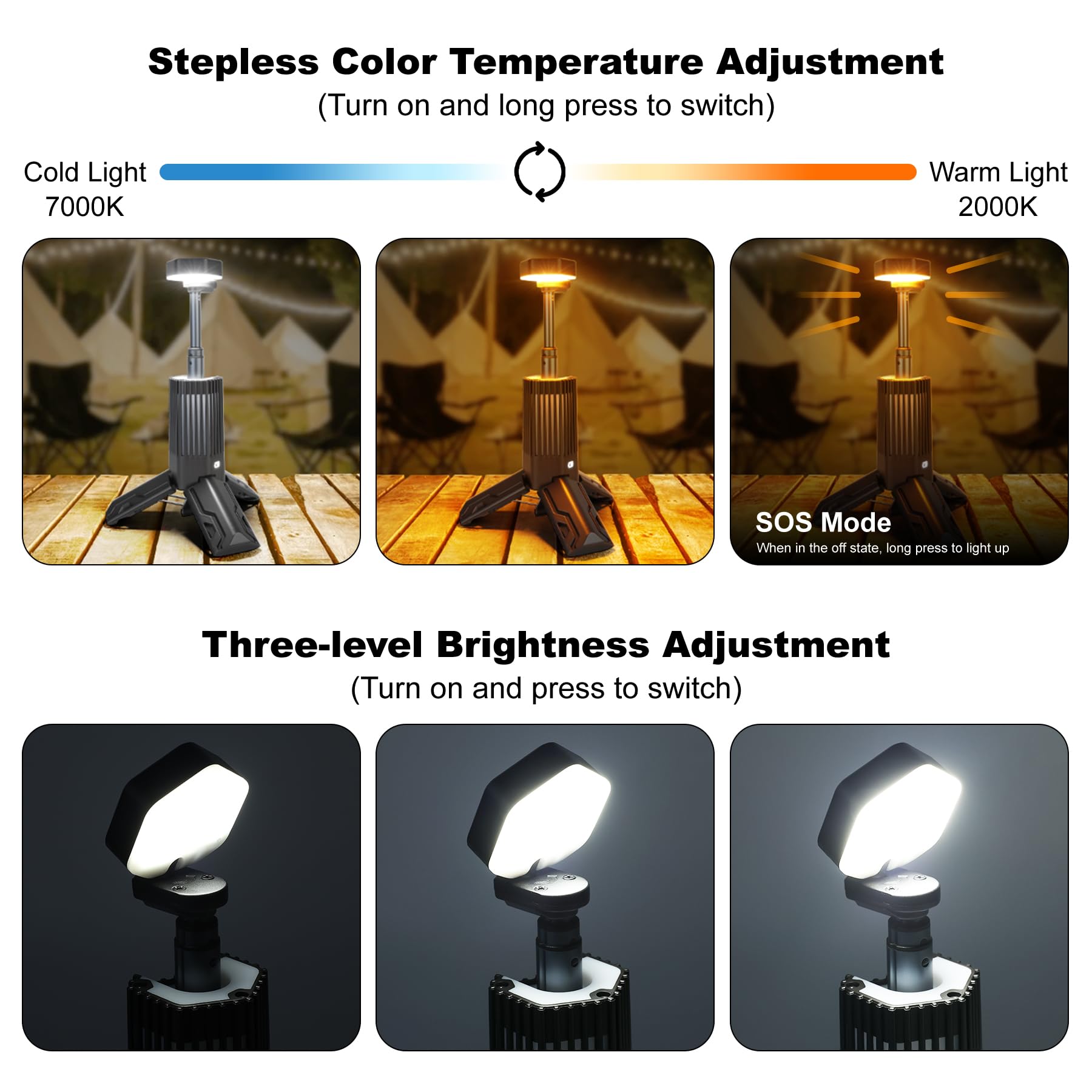 Telescopic Camping Light with Stand,Rechargeable Camping Lantern