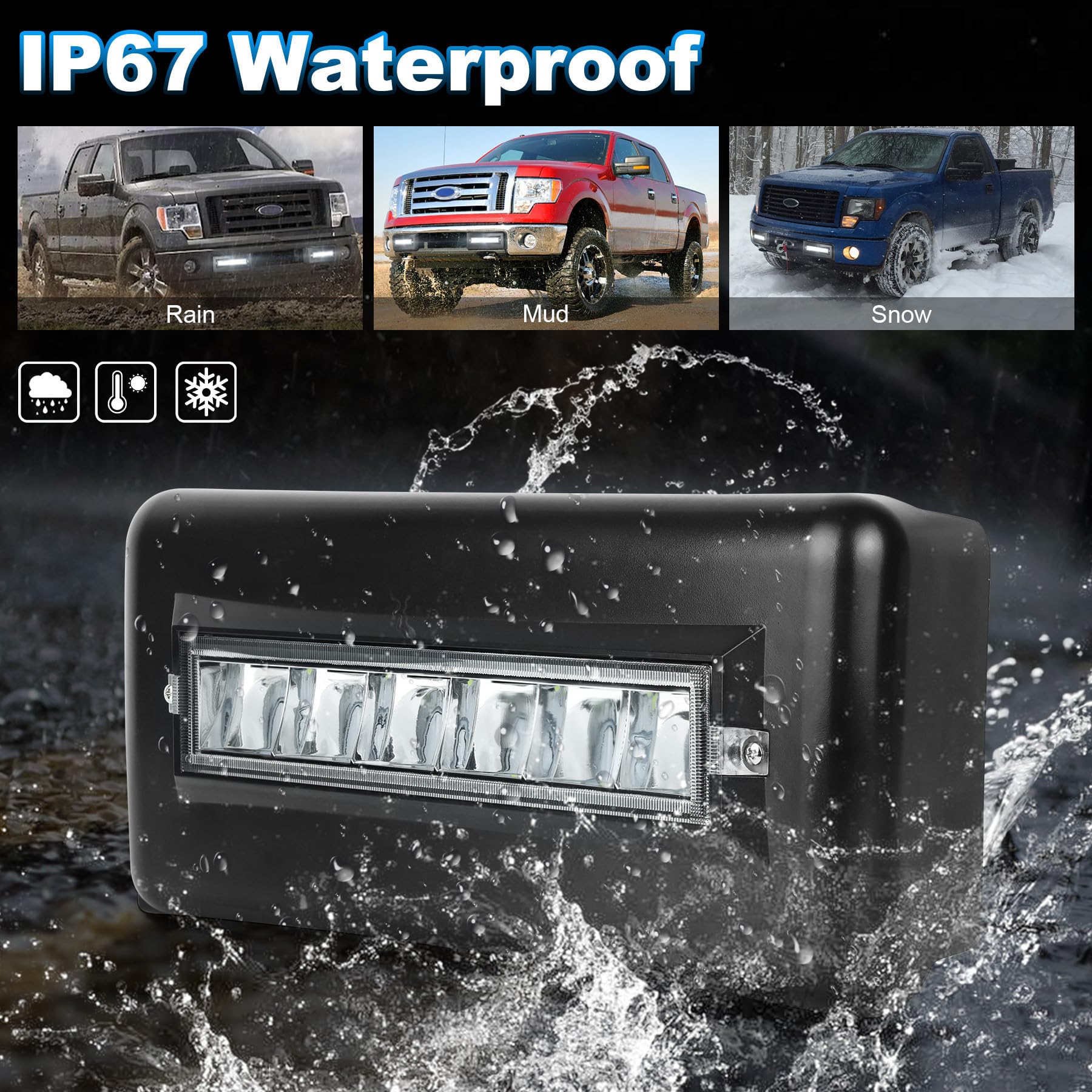 MOVOTOR Bumper Guard Pads with LED Lights for 2009-2014 Ford F150 LH RH