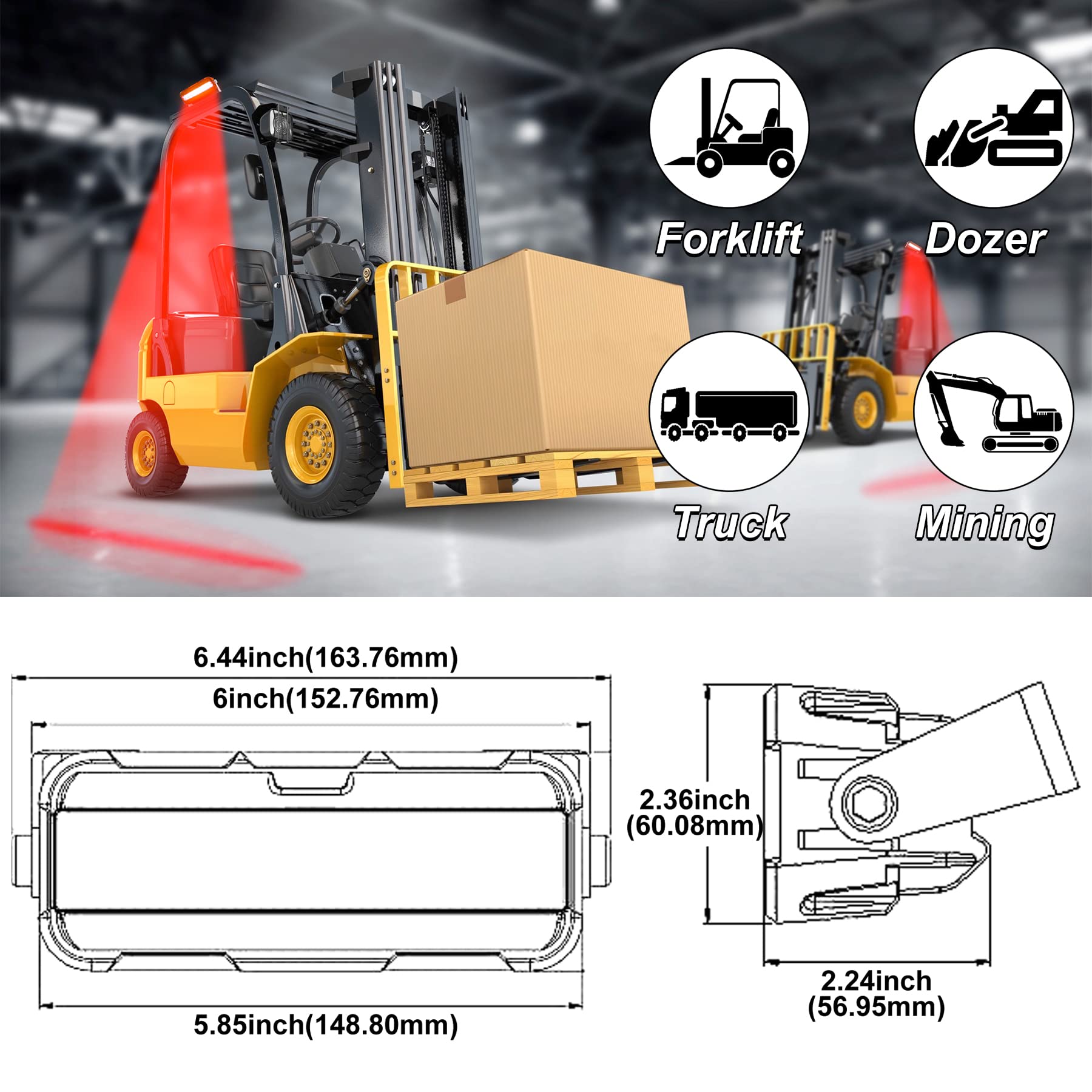 Forklift Safety Light LED Red Zone Warehouse Pedestrian Warning Light 12v-60v DC Truck Security Indicator Spotlight