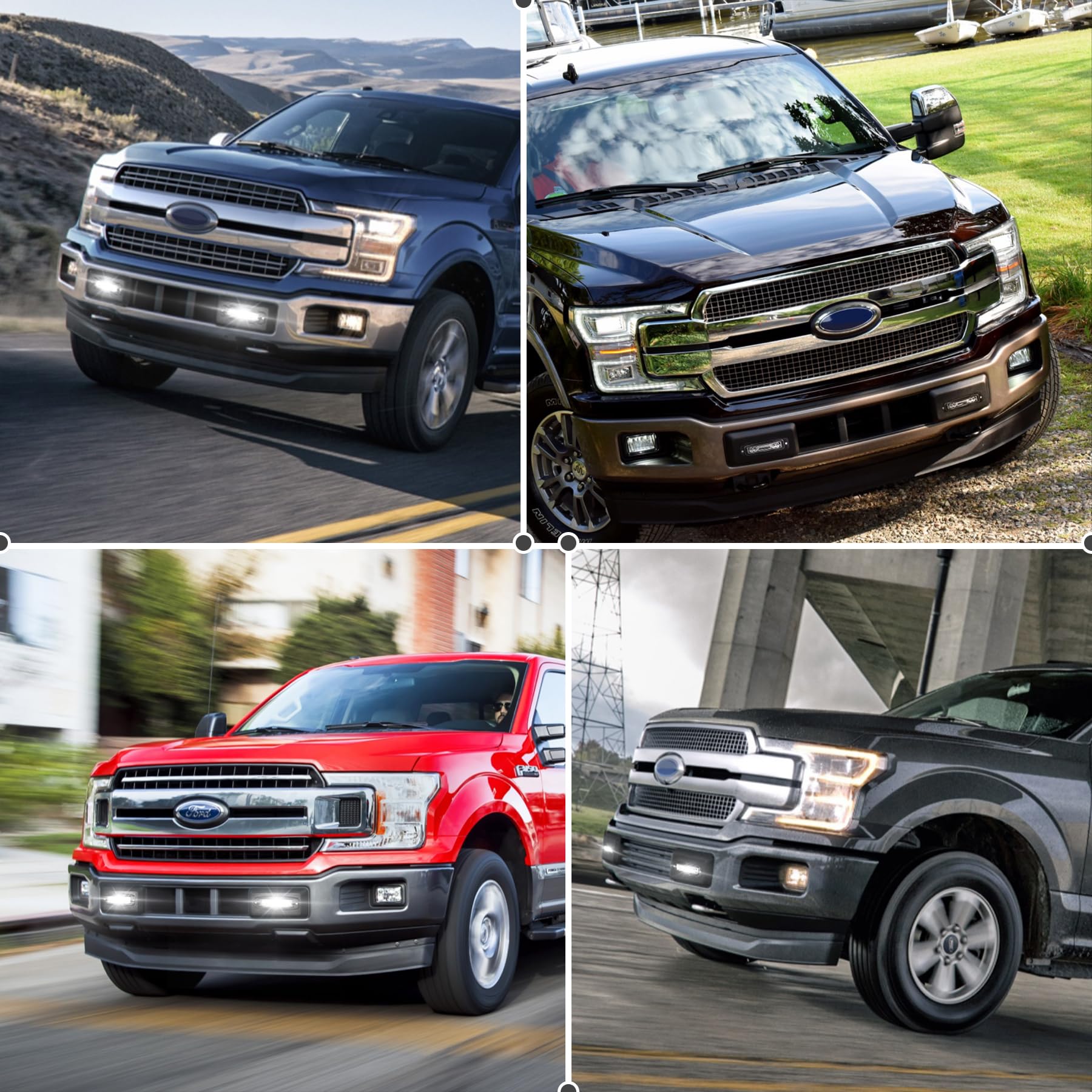 Bumper Guards Pad with LED Lights 300% Brighter Replacement Inserts End Caps for 2018-2020 Ford F150