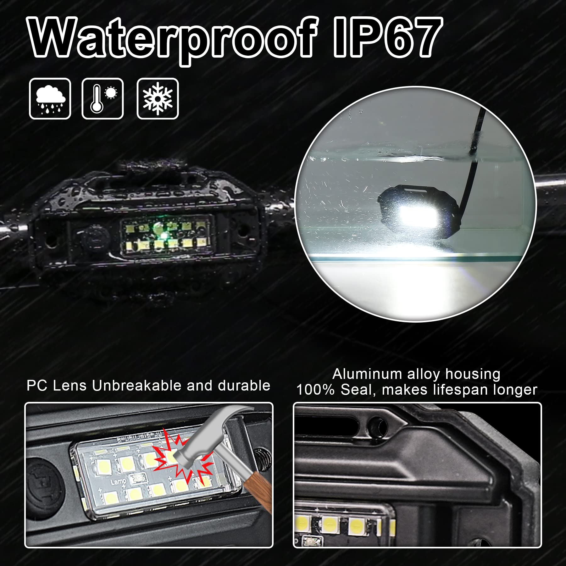 UTV Dome Light, Universal Roll Bar LED Dome Lights Car Interior White Reading Light with Green Indicator for UTV Honda Kawasaki Polaris RZR Can-Am SXS ATV Truck