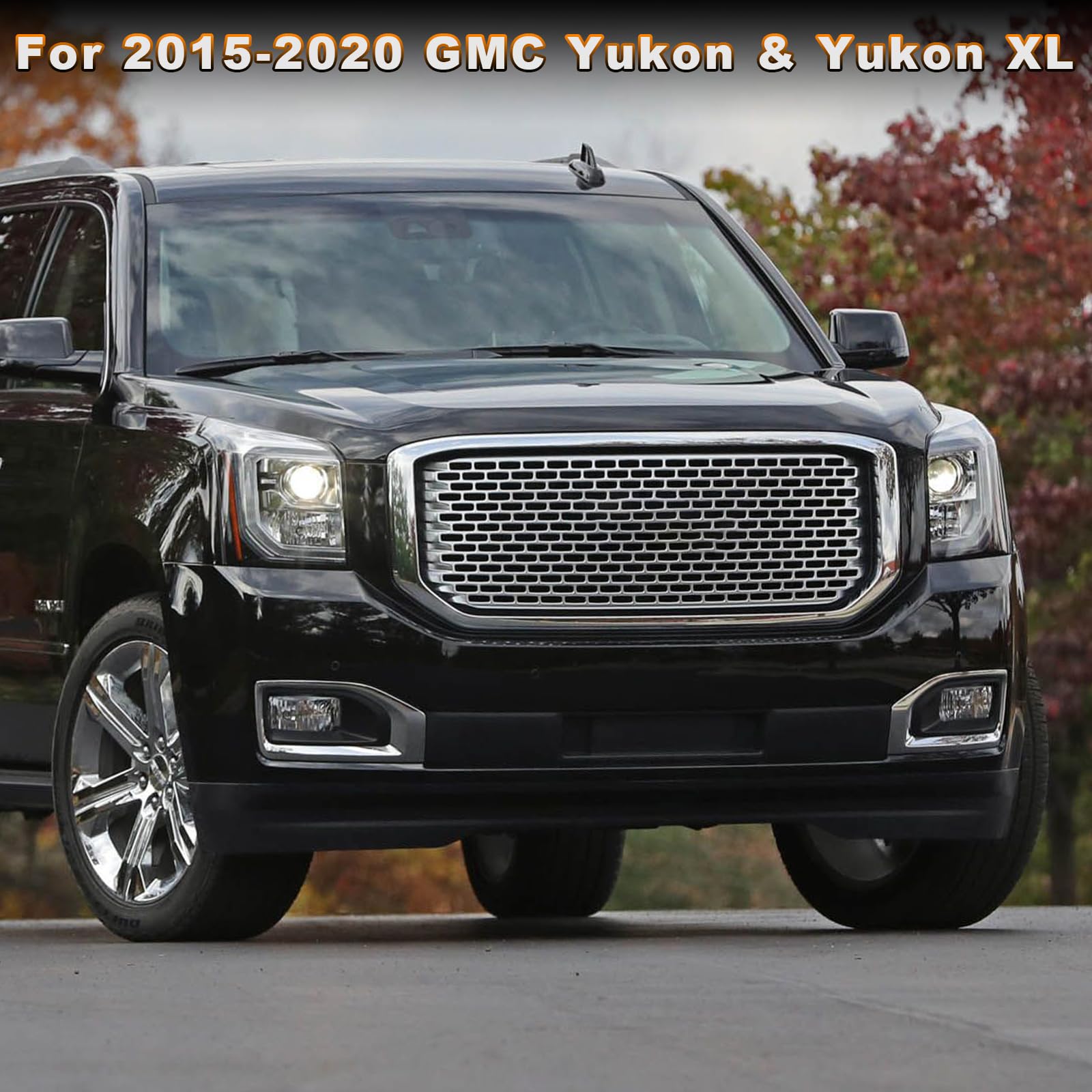 Fog Light Bezels Compatible with GMC Yukon & Yukon XL 2015-2020 Driver & Passenger Side Chrome Front Fog Lamp Trim Covers