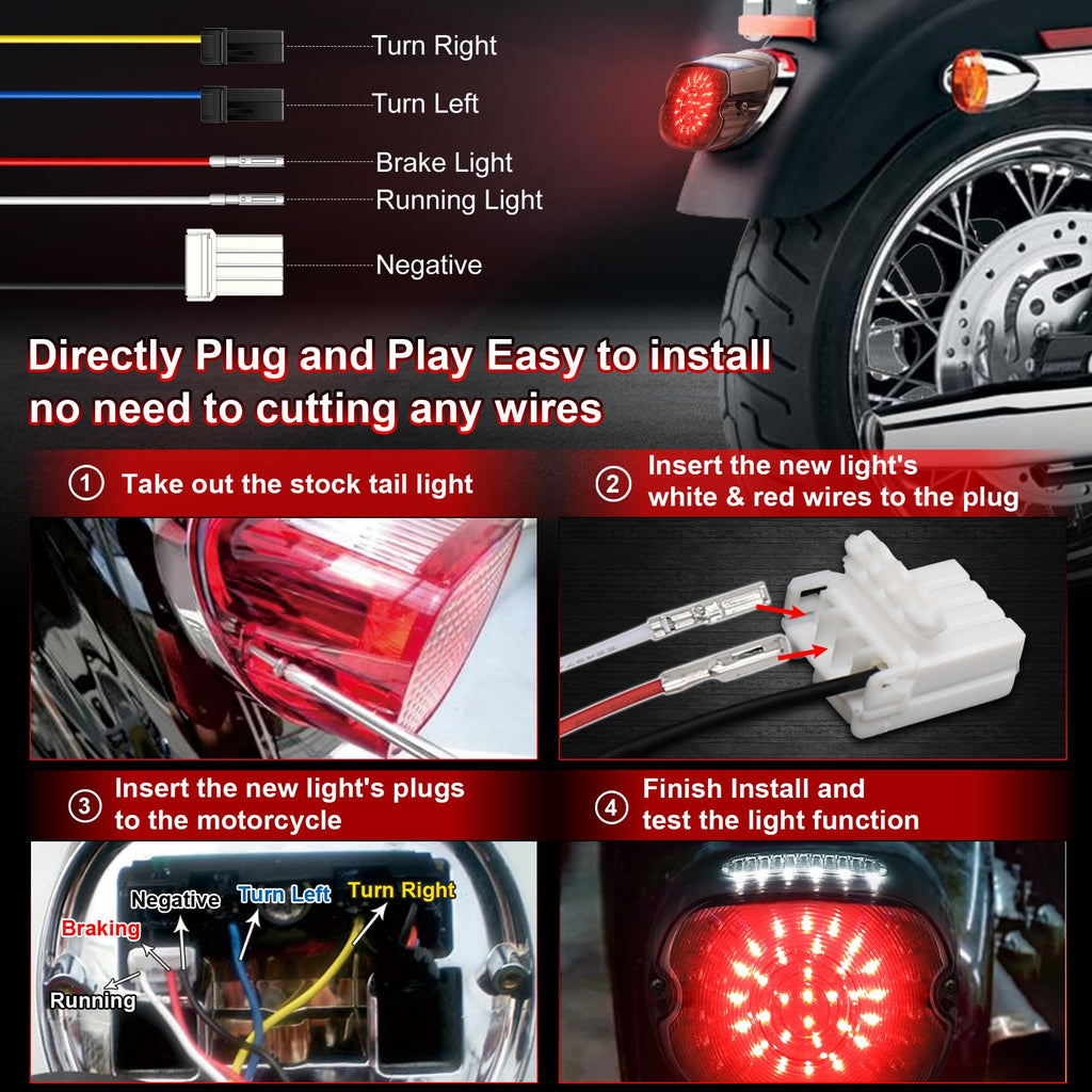 MOVOTOR LED Tail Light with Turn Signal Compatible with Harley Davidson