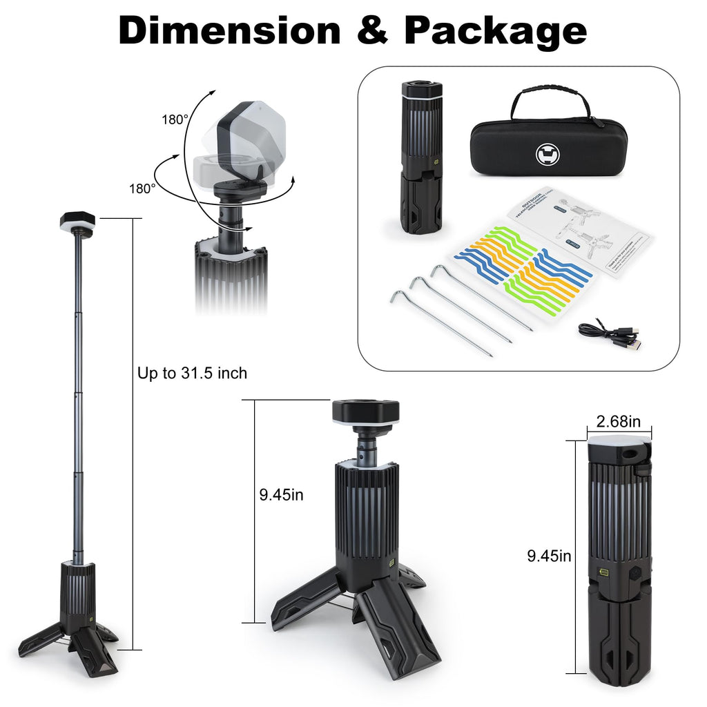 Telescopic Camping Light with Stand,Rechargeable Camping Lantern