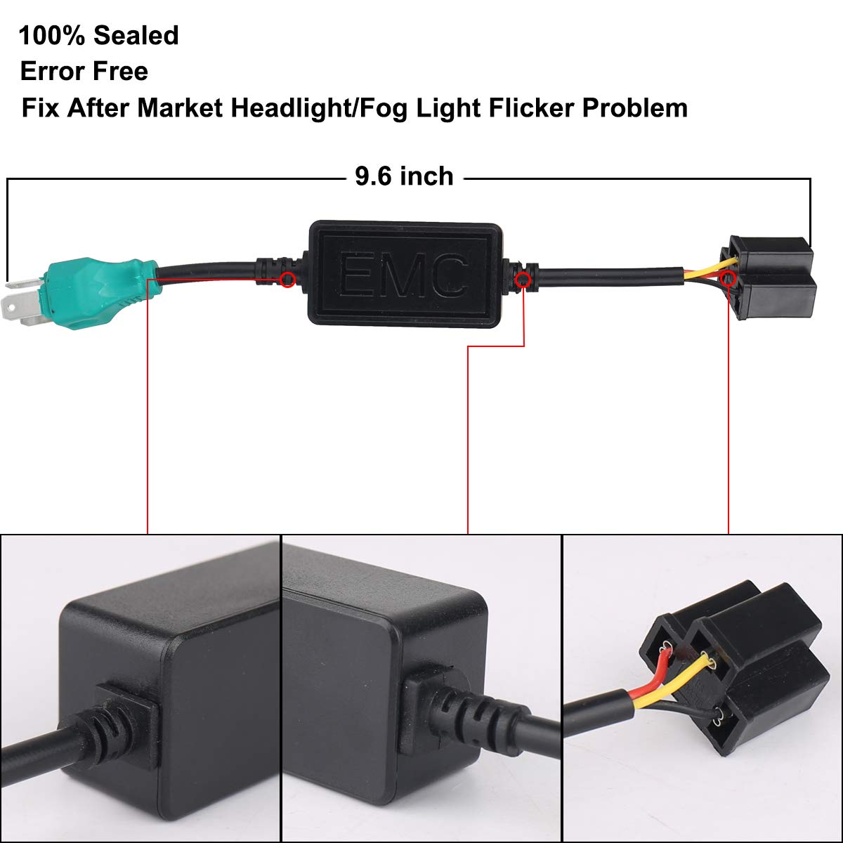 H4 9003 Anti Flicker Harness Canceler Decoder LED Flash Error Free Resistor Wiring Canbus LED Headlight Systems for Harley Davidson Wrangler JK TJ