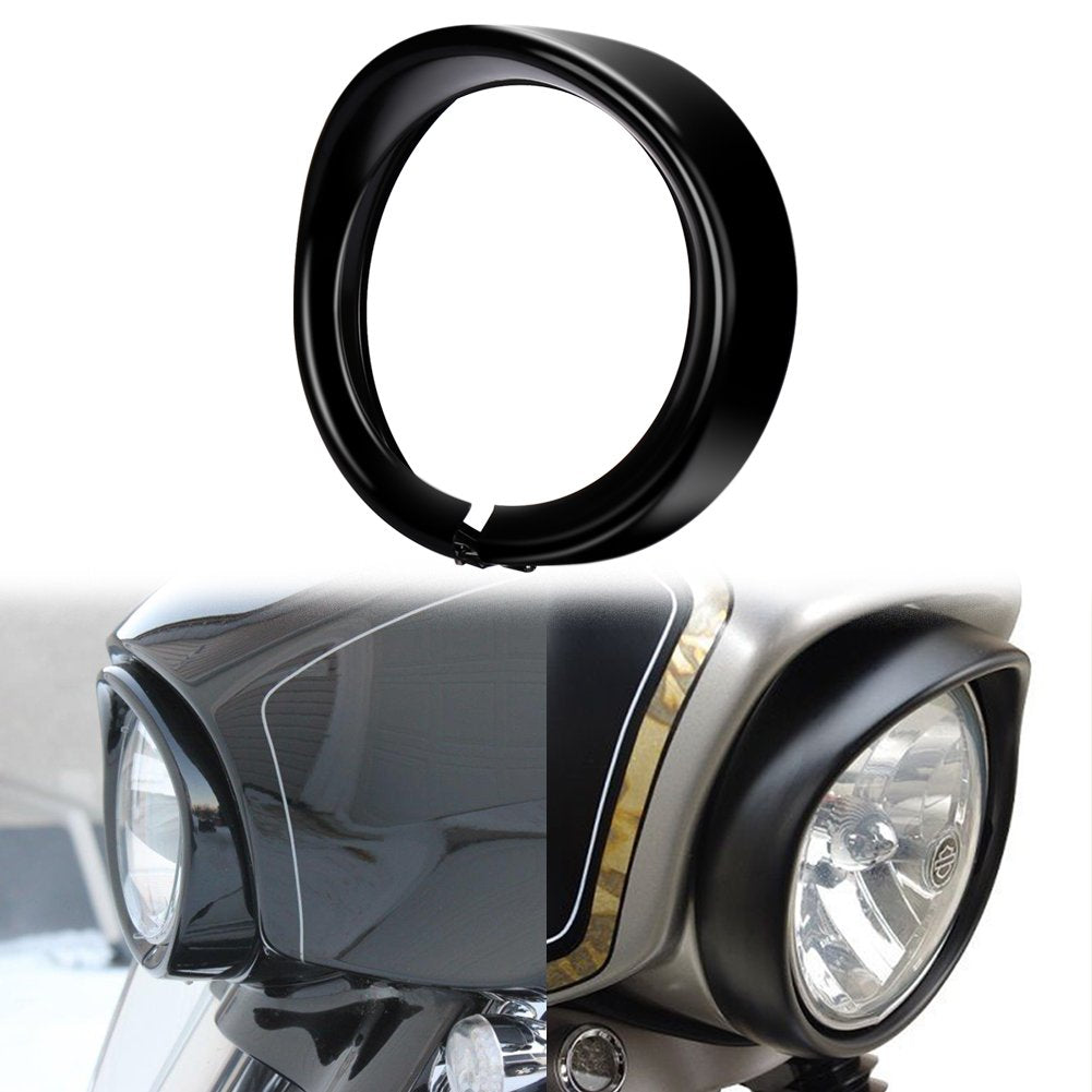 Headlight Trim Ring 7 inch Headlight Black Visor Ring for Davidson Road King Street Glide