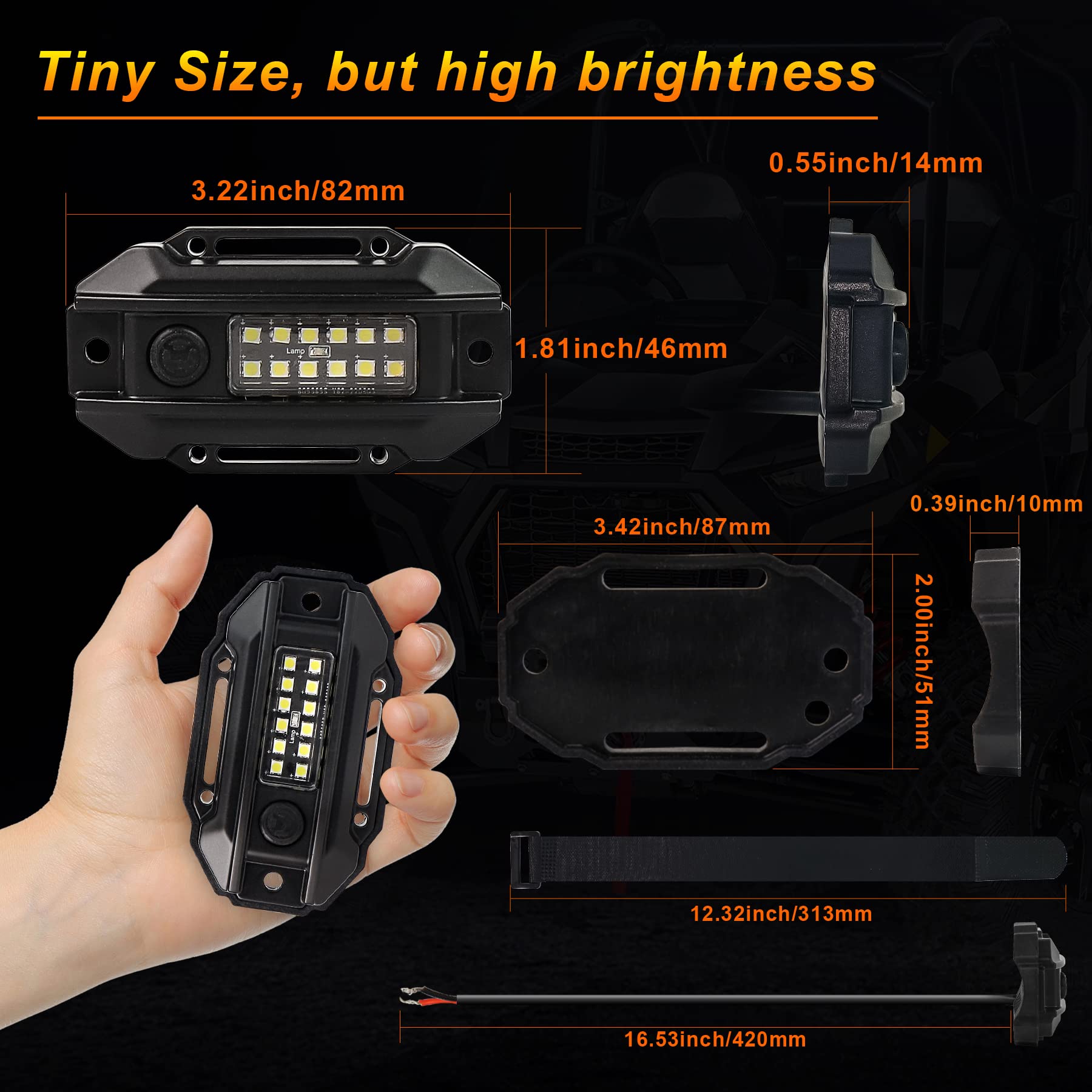UTV Dome Light, Universal Roll Bar LED Dome Lights Car Interior White Reading Light with Green Indicator for UTV Honda Kawasaki Polaris RZR Can-Am SXS ATV Truck