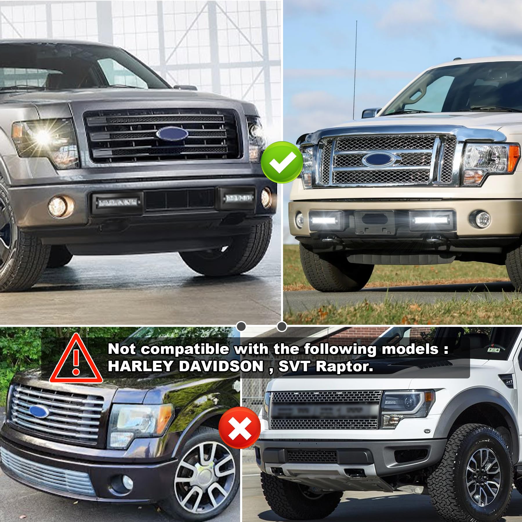 MOVOTOR Bumper Guard Pads with LED Lights for 2009-2014 Ford F150 LH RH