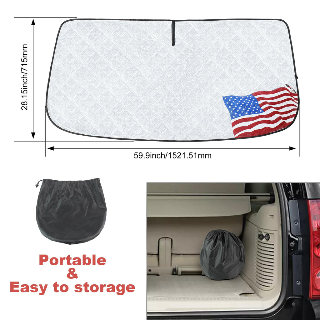 Windshield Sun Shade,Foldable Front Window Sun Shade for 2007-2013 Chevrolet Silverado/GMC Sierra 1500 07-14 Chevrolet Silverado/GMC Sierra 2500HD/3500HD-Upgraded 6mm 240T Material(59” X 28”)