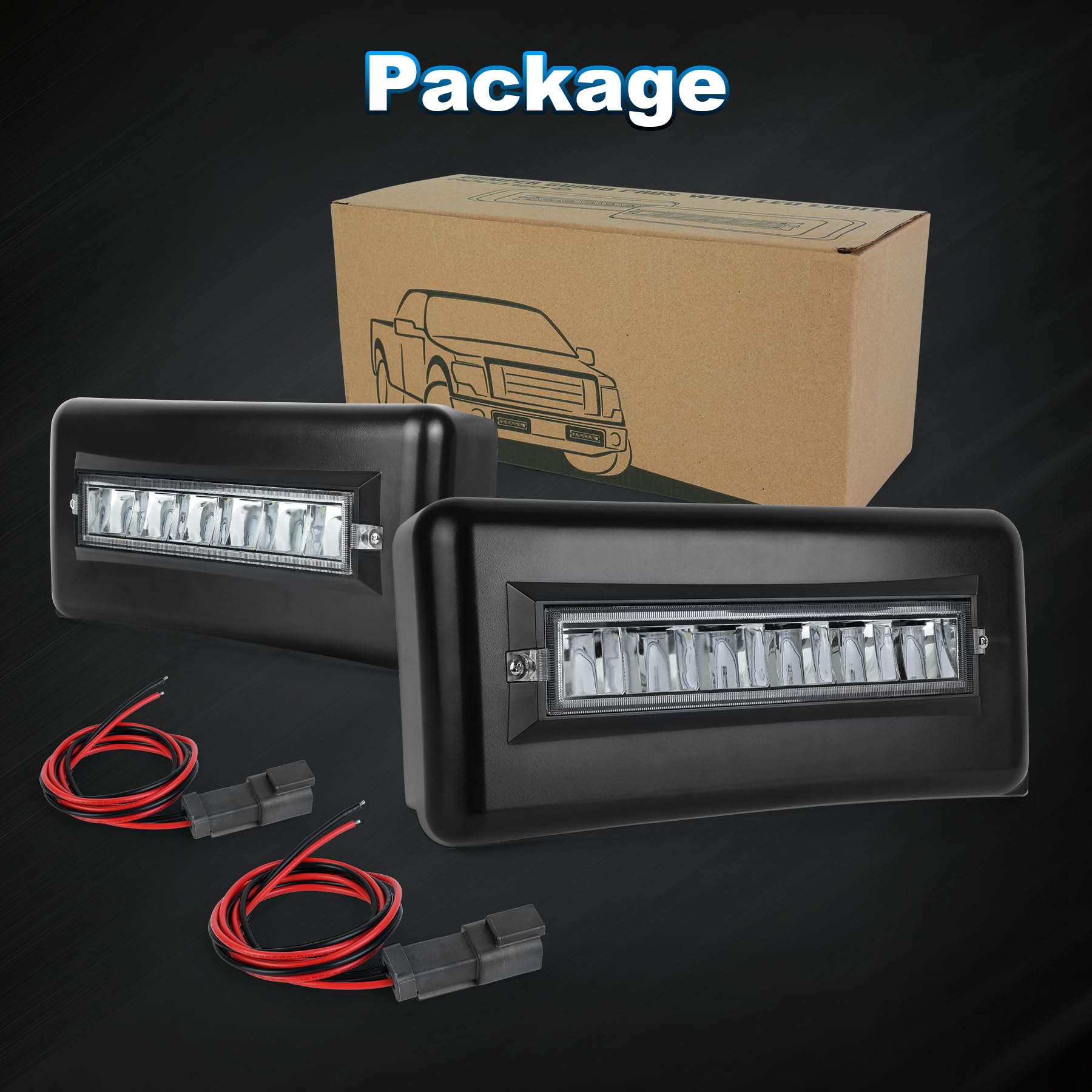 MOVOTOR Bumper Guard Pads with LED Lights for 2009-2014 Ford F150 LH RH