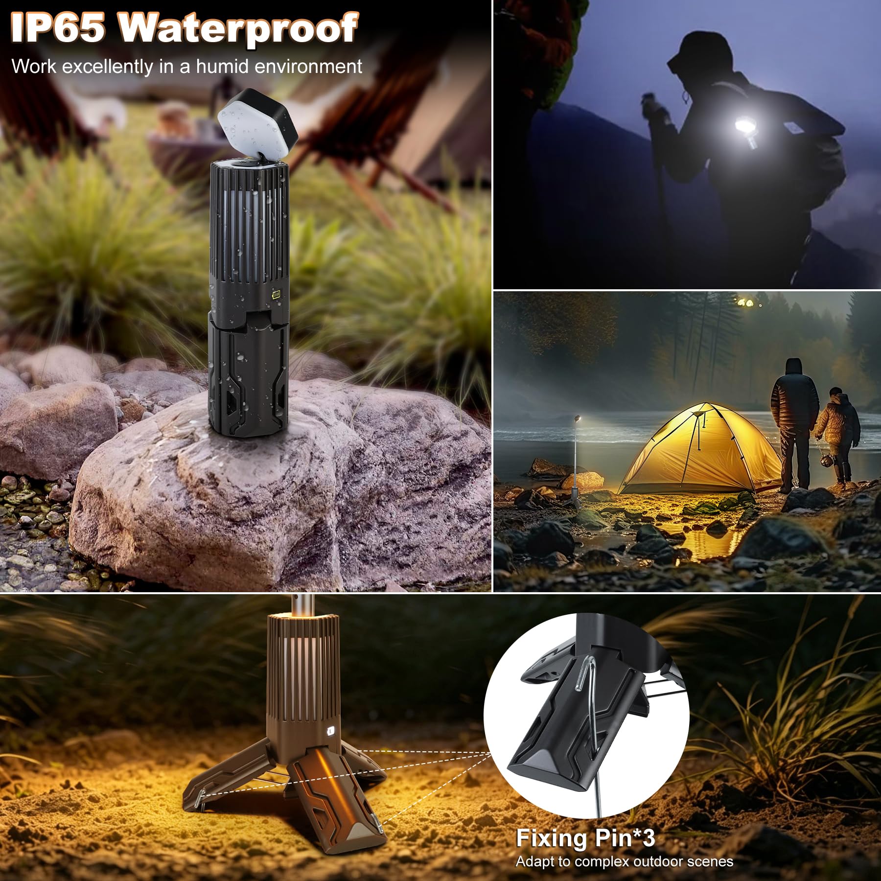 Telescopic Camping Light with Stand,Rechargeable Camping Lantern