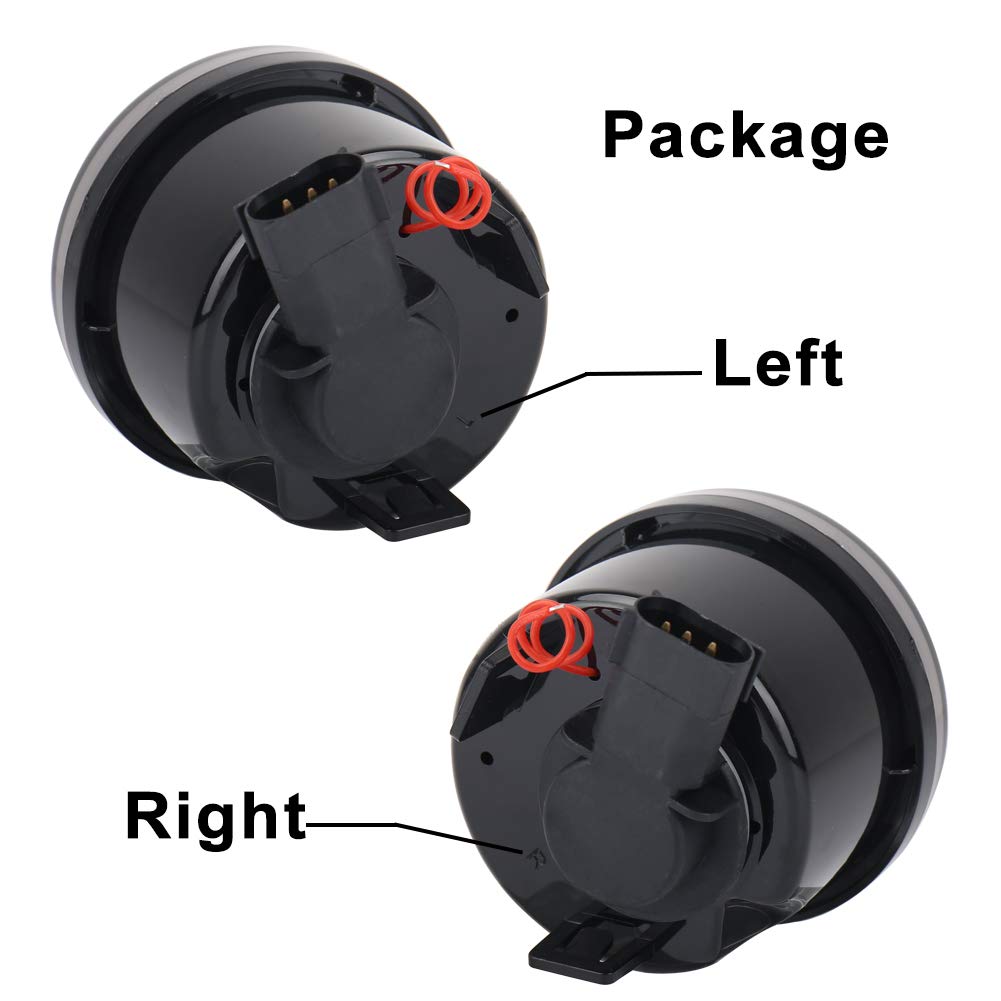 JK Turn Signal Lights White Halo Amber LED Smoke Lens Front Grille Parking Lights for 2007-2018 Jeep Wrangler JK & JK Unlimited