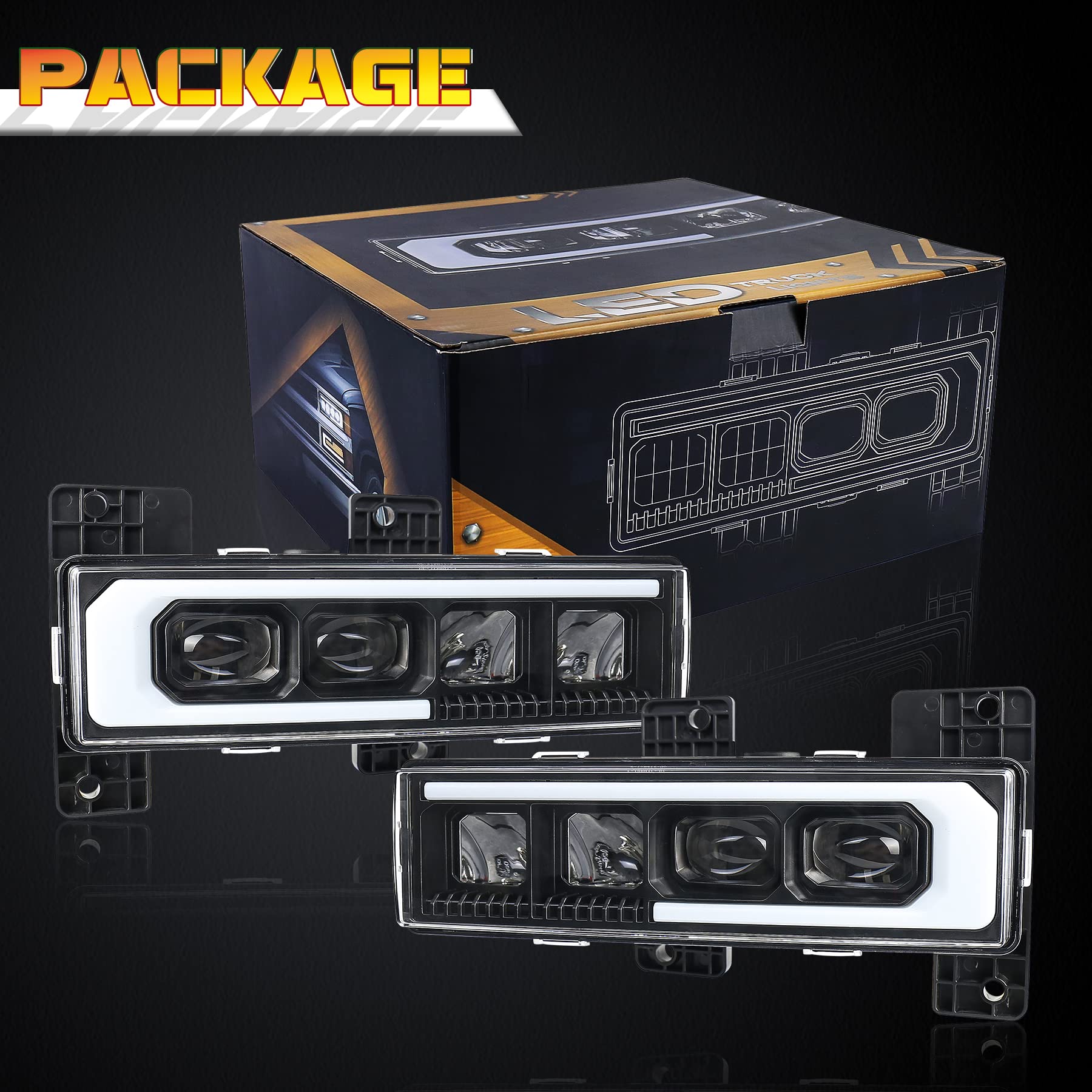 NEW LED Headlights Assembly Upgrade 500% Brighter Projector Headlights with DRL Welcome Light Compatible with 1988-1998 Chevy GMC C/K 1500 2500 3500 Silverado Tahoe Suburban Yukon C10