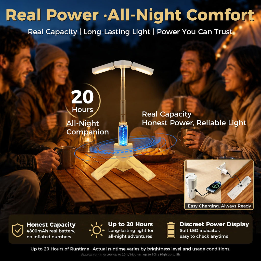 Telescopic Camping Lantern, Rechargeable LED Camp Light with Stand