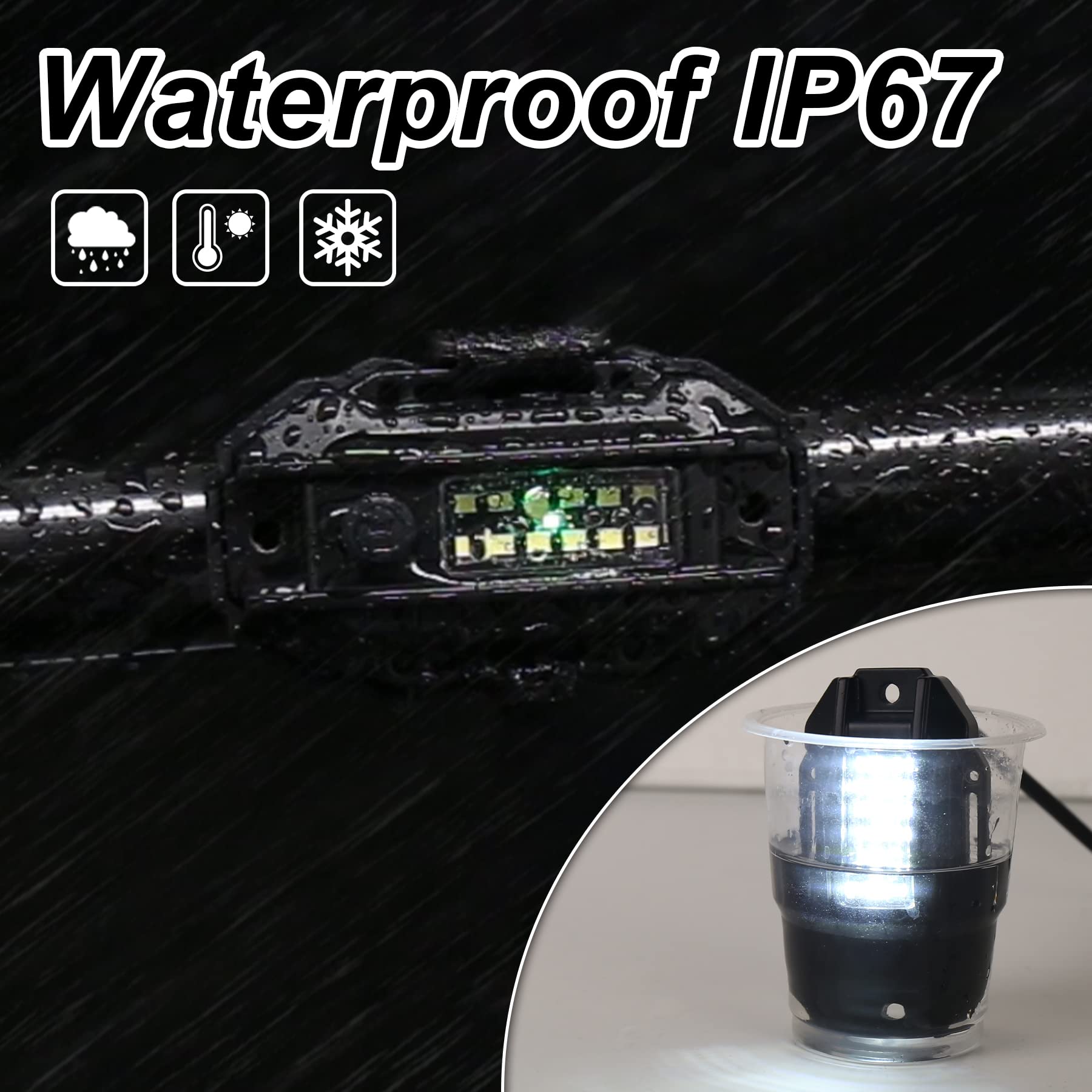 UTV Dome Light, Universal Roll Bar LED Dome Lights Car Interior White Reading Light with Green Indicator for UTV Honda Kawasaki Polaris RZR Can-Am SXS ATV Truck